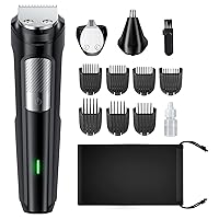 Beard Trimmer Hair Clipper for Men, 13 Piece Men’s Grooming Kit with Cordless Rechargeable Hair & Nose Trimmer Electric Shaver, Stainless Steel Blades for Painless Facial & Body Hair Removal