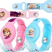 2 Pack AirTag Bracelet for Kids, Waterproof Cute Cartoon Air tag Holder for Kids with Soft Silicone Full Coverage Anti-Lost Hidden Airtag Wristband Accessories for Child