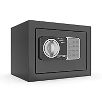 small safe box with key，mini safe for money，small coin safes for home with code，little jewelry lock box for kids，Wall or Cabinet Safe for personal items，0.236 Cubic Feet Black