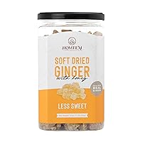 Homtiem Dried Crystallized Ginger Less Sweet ( 16 Ounce) Real Soft, Chews and Candied Delicious pieces Gingers, Perfect for Baking and nausea relief, Easy to eat, keep and use, chunks and slices, No Artificial Colors, All-Natural and Preservative-Free(1 LB)