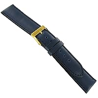18mm Genuine Oil Leather Padded Stitched Navy Blue Watch Band Regular-969