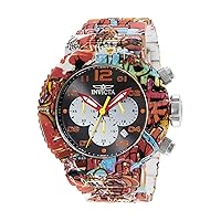 Invicta Men's 52mm Grand Pro Diver Chronograph Orange Hour Marks Hydroplated Graffiti Stainless Steel Watch (Model: 36775)