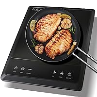 1600W Portable Induction Cooktop,Electric Induction Cooker and Burner,Countertop Hot Plate with 10-Level Adjustment,3-Hour Timer,Smart Touch Cooktop,and Safety Lock Feature,Black