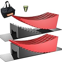 RV Leveling Blocks, Camper Leveler, 2 Packs for Dual Axle Tandem Wheel Travel Trailer Motorhome, Include 2 Curved Leveler Ramp, 2 Chock, 2 Rubber Mat, 1 T Bubble Level, 1 Storage Bag