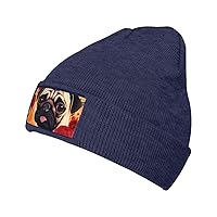 Beanie for Men Women Pug Flower Warm Winter Knit Cuffed Beanie Soft Warm Ski Hats Unisex