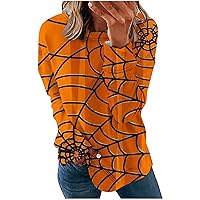 Halloween Sweatshirts for Women Crew Neck Pullover Sweaters No Hoodie Casual Comfy 2023 Fall Fashion Outfits Clothes