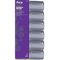 Diane Magnetic 2” Hair Rollers 12 Pack for Medium to Long Hair and Curtain Bangs, Use on Wet or Dry Hair, Hair Curlers are Strong and Washable, Pins and Clips Sold Separately
