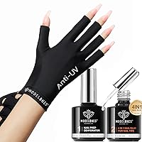 modelones UV Gloves and 4 in 1 Nail Glue Gel and Nail Prep Dehydrate Gel Nail Kit Easy Nail Extension Gel Set for False Nail Tips/Acrylic Nails Long Lasting Nail Glue/Base Gel/Bloom Gel