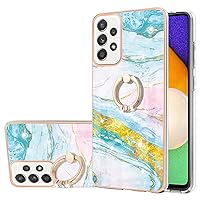 XYX Case Compatible with Samsung A52 5G, TPU Marble Slim Full-Body Protective Cover with 360 Rotating Ring Kickstand for Galaxy A52s 5G, Light Green