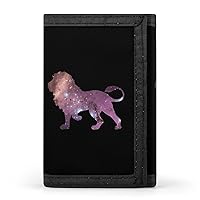 Galaxy Lion Silhouette Men's Trifold Wallet Casual Minimalist Coin Purse Wallet with ID Card Holder, vdgvdf544