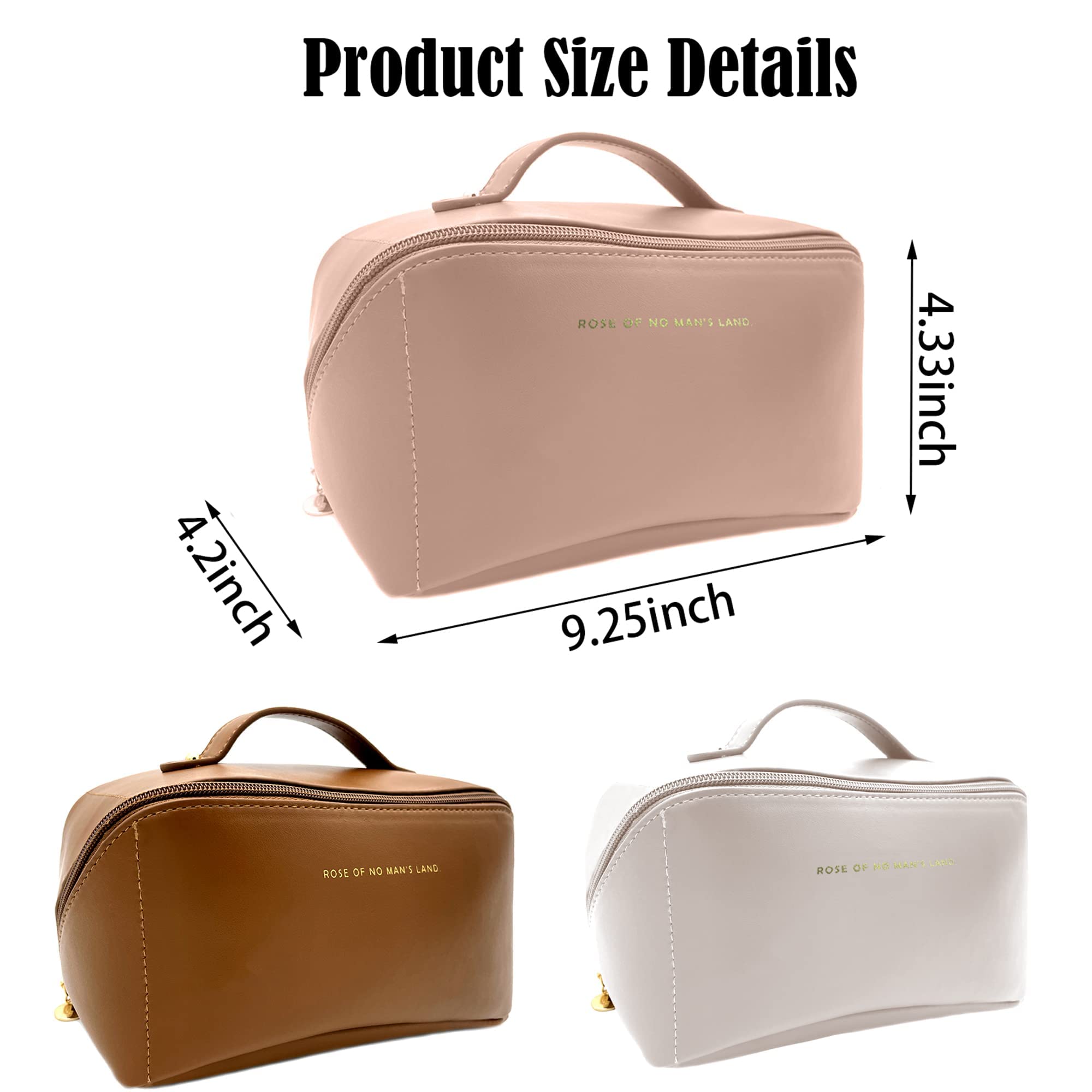 SHOPANTS Extra Large Makeup Bag Travel Cosmetic Bag for Women Portable PU  Leather Waterproof Make up Bag Set Checkered Cosmetic Bags with Handle
