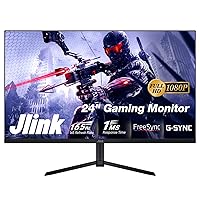 Gaming Monitor, Jlink 24 Inch FHD 1080P 165Hz Computer Monitor, 106% RGB 1ms Computer Display with HDMI DP 3.5mm Audio, HDR Low Blue Light Anti-Glare IPS Screen with Freesync & G-sync, Adjustable Tilt