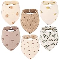 Accmor Muslin Baby Bibs 6 Pack Baby Bandana Drool Bibs 6 layers 100% Cotton Baby Bibs for Teething and Drooling, Drool Bibs for Baby Girls Boys