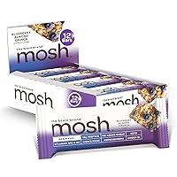 MOSH Blueberry Almond Protein Bars, 12g Grass-Fed Protein, Keto Snack, Gluten-Free, No Added Sugar, Lion's Mane, B12 Vitamins, Supports Brain Health, Workout Recovery, Breakfast To-Go (12 Bars)