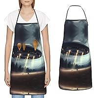Waterproof Apron Adjustable Bib with 2 Pocket White Tropical Fish Cooking Aprons for Women Men Chef Bibs for Baking