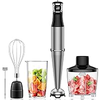 Immersion Hand Blender 5 in 1: 1100W Electric Blender Handheld Stick Mixer with Trigger Control Grip, Emulsion Blenders for Kitchen Soup, Mayo, Smoothie and Baby Food, with Chopper, Whisk and Frother