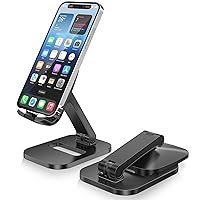 Cell Phone Stand for Desk Adjustable Portable Foldable Phone Holder Cradle Dock, Compatible with iPhone 15 14 13 Pro Max Mini, 12 11 XR X 8 7 6 Plus SE, All Phones 4 to 7 Inches (Black)