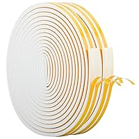 66Ft Long Door Weather Stripping,Insulation Seal Strip for Doors and Windows,Self-adhisive Foam Door Seal Strip,Sound Seal Weather Strip Gap Blocker Epdm(2 Rolls,33Ft/10m Each,White)