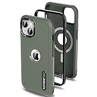 Magnetic Case Compatible with iPhone 14 Plus Case 6.7 [Military Grade Drop Protection] Shockproof Rugged Protective Cover Heavy Duty Case for iPhone 14 Plus, Army Green