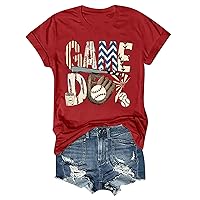 Womens Baseball Shirt Short Sleeve Graphic Tees Trendy Summer Cute Tops Casual T Shirts Loose Basic Tee 2024 Fashion