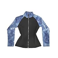Ice Figure Skating Training Suit Children's Skating Tie Dyed Sleeve Top Blue