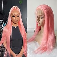 36Inch Pink lace front wig human hair 13X4 HD Pre Plucked Straight Lace Frontal Human Hair Wig for Women with Baby Hair 150% Density Natural Hairline