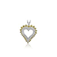 2.00 Ct Round Cut Yellow Diamond Heart Pendant for Women's in 14k White Gold Plated 925 Sterling Silver