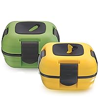 Pinnacle Insulated Leak Proof Lunch Box for Adults and Kids - Thermal Lunch Container With NEW Heat Release Valve 16 oz ~Set of 2~ Green-Yellow