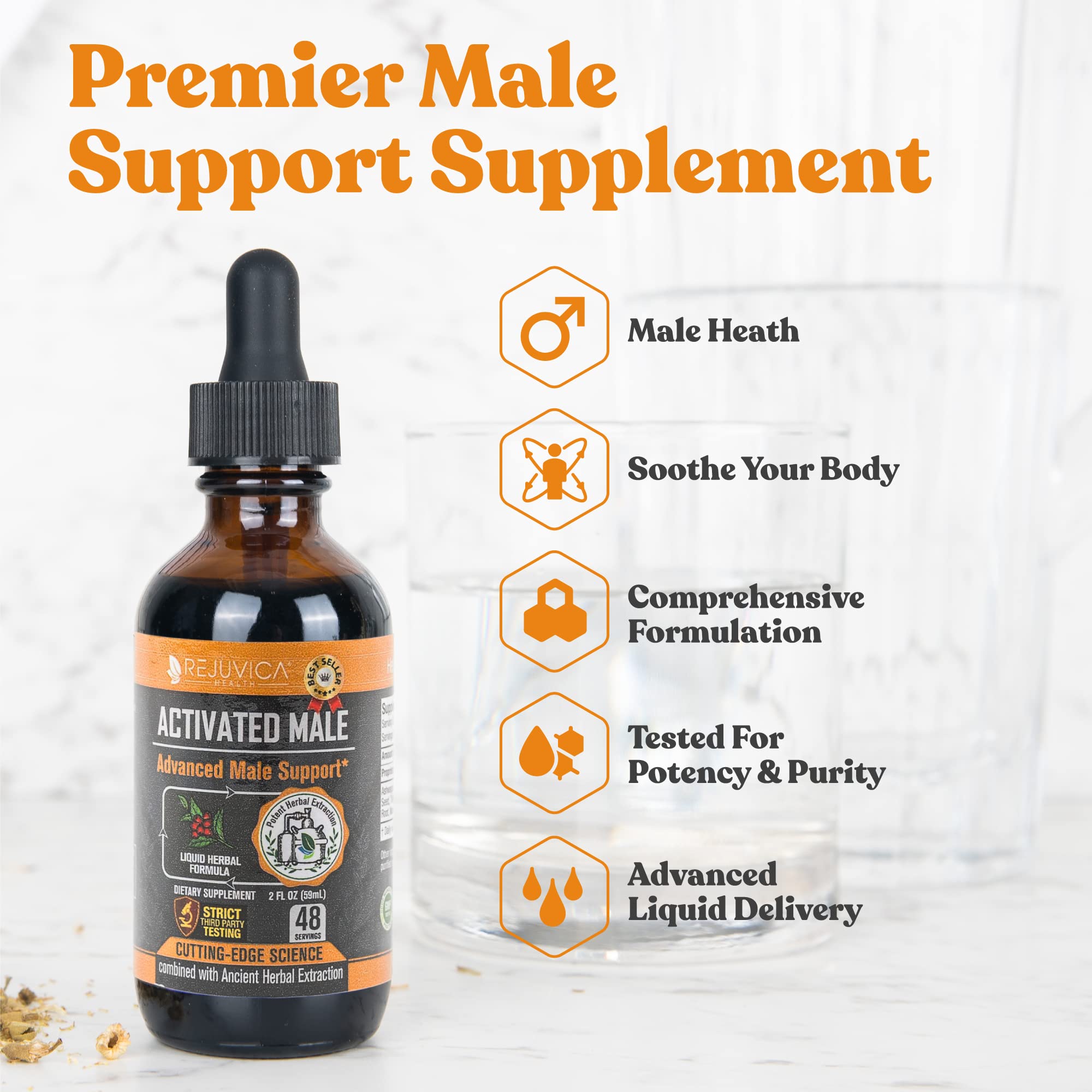 Rejuvica Health Activated Male - Advanced Male Libido Support Tincture - Enhanced Liquid Delivery for Better Absorption - Ashwagandha, Mucuna, Tongkat Ali, Tribulus & More!