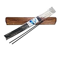 19-inch Wooden Incense Burner and 19-inch Natural Blue Lotus Incense Set. 10 pack of our famous Blue Lotus 19-inch Natural Incense sticks and our Handcrafted Wooden Coffin Burner/Ash Catcher.