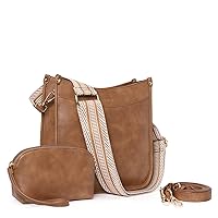 Vegen Leather Crossbody Bags For Women Trendy 2Pcs Hobo Handbag Wallet Set With 2Adjustable Guitar Strap