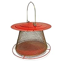 Collapsible Hanging Mesh Wild Bird Feeder - for Red Cardinals, Finch, Perching, Clinging and Hanging Birds - All Metal Premium Construction and Zinc Plated Resists Rust - by Squirrel Guard