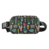 Succulents Black Fanny Packs for Women Men Belt Bag with Adjustable Strap Fashion Waist Packs Crossbody Bag Waist Pouch Waist Pack Phone Bag for Jogging