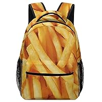 Frying French Fries Travel Laptop Backpack Casual Hiking Backpack with Mesh Side Pockets for Business Work