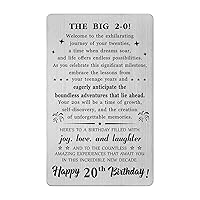 20th Birthday Card - 20th Birthday Gifts for Men Women - 20 Year Old Gifts for Boys Girls Him Her, Engraved Steel Wallet Card