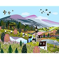 Adults Paint by Numbers Kit Mountains Trees Forest DIY Painting by Numbers by Number Kits Spring Landscape Paint by Numbers for Adults Beginner Kids 16X20 Inch Arts Craft for Home Wall Decor Frameless