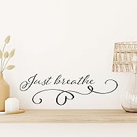 Just Breathe Vinyl Wall Decal Saying Quote Words Spa Massage Relax Bathroom Beauty Bedroom Decorations Stickers Mural (4477ig) (S 7.4 in X 22.5 in)