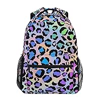 ALAZA Leopard Print Rainbow Cheetah Polka Dot Backpack Purse with Multiple Pockets Name Card Personalized Travel Laptop School Book Bag, Size S/16 in