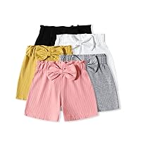 Unisex Toddler Baby Shorts Ruffle Fleece Cotton Flare Short 5-Pack in Grey White Black Yellow and Pink