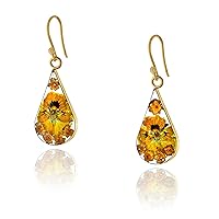 Amazon Essentials Sterling Silver Pressed Flower Teardrop Earrings (previously Amazon Collection)