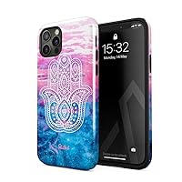Compatible with iPhone 12 Pro Case Hamsa Fatima Hand Luck Symbol Mandala Henna Paisley Clouds Landscape Mountains Pattern Heavy Duty Shockproof Dual Layer Hard Shell+Silicone Protective Cover