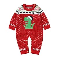 Baby Knitted Clothes Newborn Infant Boys Girls Christmas Dinosaur Knitted Sweater Baby Jumpsuit Romper Sweater Girls