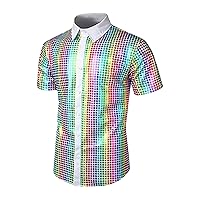 Men's Top Short Sleeved Shirt Slim Fit Lapel Casual Sports Bottom Shirt T-Shirt Top Summer Quilted Solid Dress Shirts