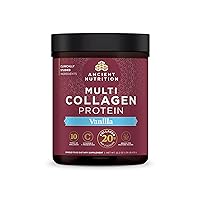 Ancient Nutrition Collagen Powder Protein with Probiotics, Vanilla Multi Collagen Protein with Vitamin C, 60 Servings, Hydrolyzed Collagen Peptides Supports Skin and Nails, Gut Health, 22.2oz
