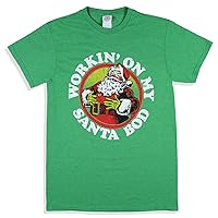 Workin' On My Santa BOD Men's Distressed Graphic Holiday Print T-Shirt