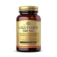 L-Glutamine 500 mg - 100 Vegetable Capsules - Natural Muscle Food - Non-GMO, Vegan, Gluten Free, Dairy Free, Kosher - 33 Servings