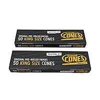 PreRolledCones 2 × 50 Smoking Papers Cones vorgerollt - King Size 109mm - mit Tip/Roach, Schwarz/Weiß , {2 × 50 Stück} || 50 Stück (2er Pack)
