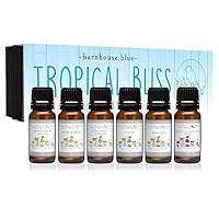 Premium Fragrance Oils - Tropical Bliss - Gift Set 6/10ml Bottles - Coconut Cream, Honeydew Melon, Mango, Pear, Pineapple, Tropical Passionfruit