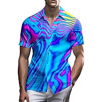 Neon Shirts for Men Button Up Shirts,Mens Neon Shirt Hawaiian Shirt for Men,Mens Beach Shirts Neon Clothes