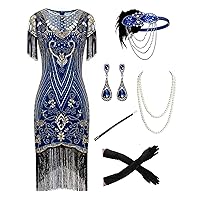 867 - Plus Size 1920s Vintage Fringed Gatsby Sequin Beaded Tassels Hem Flapper Party Prom Cocktail Concert Dress